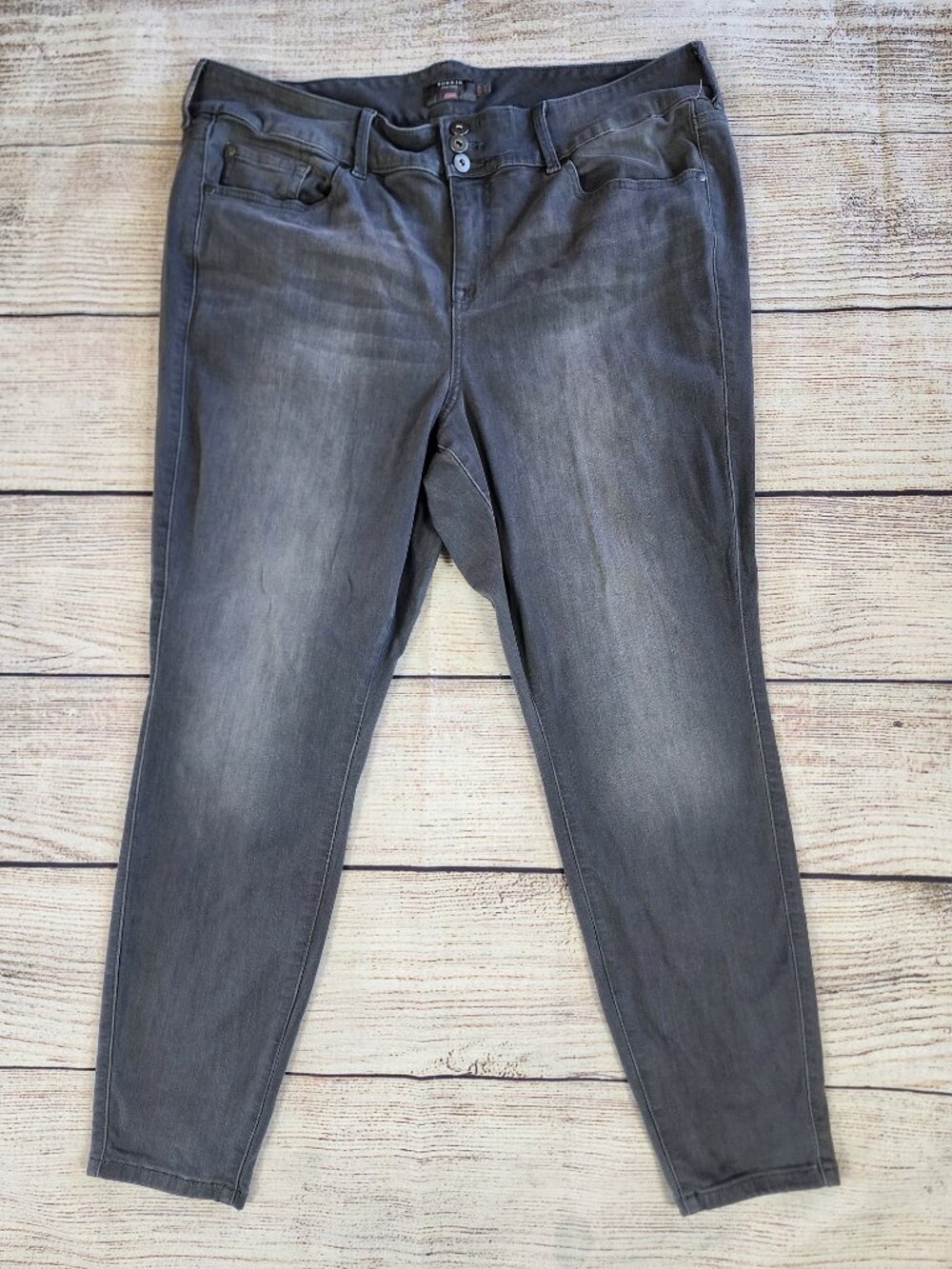 Torrid Jegging Jeans Womens 22R Super Soft Gray Black Denim 3 Button Fly